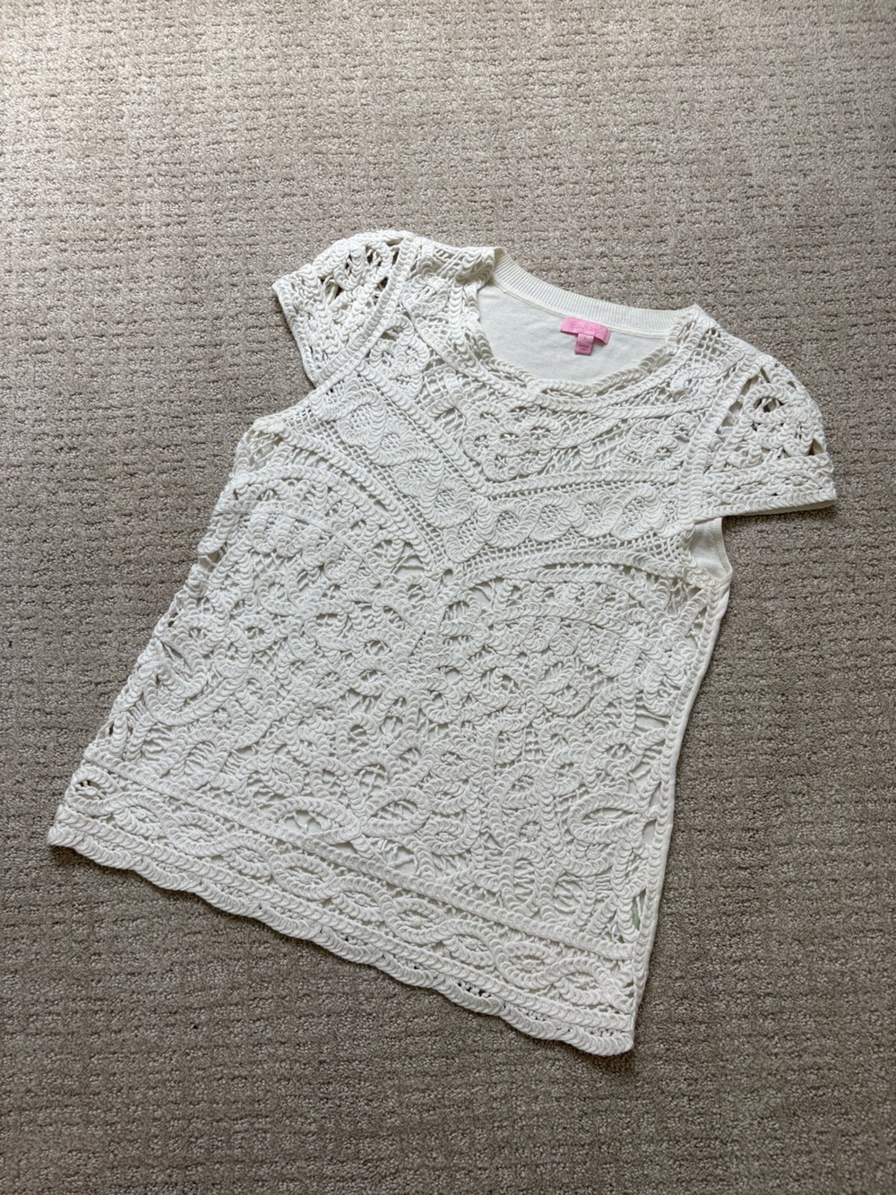 Lilly Pulitzer White Crochet Short-Sleeve Top